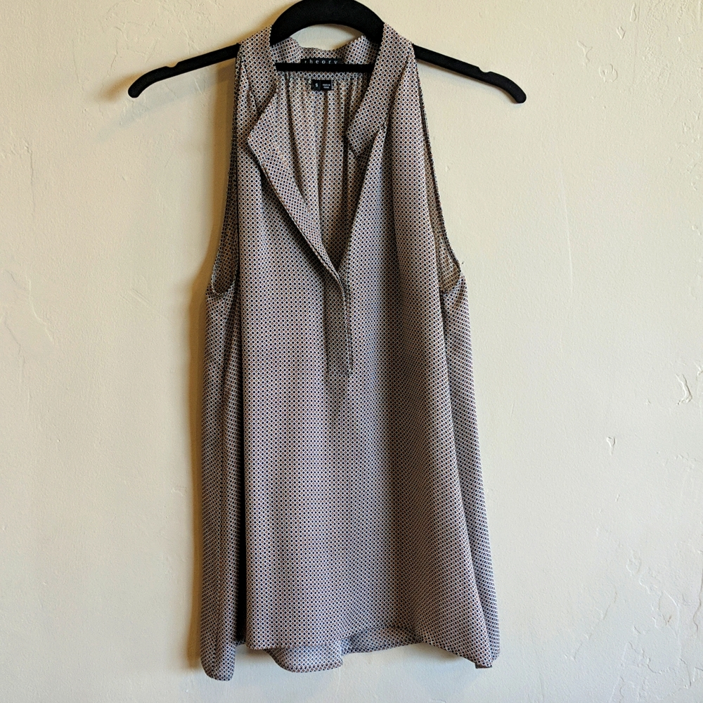 Theory Print Silk Shell / Camisole / Sleeveless Blouse